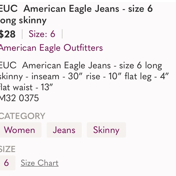 EUC American Eagle Super Stretch Skinny Jeans size 6. See all photos. - Picture 7 of 7